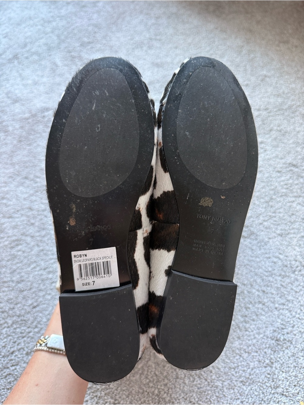 Tony Bianco Robyn Ballet Flats in Snow Leopard/Black Speckle faux fur, size 7 - Picture 5 of 5